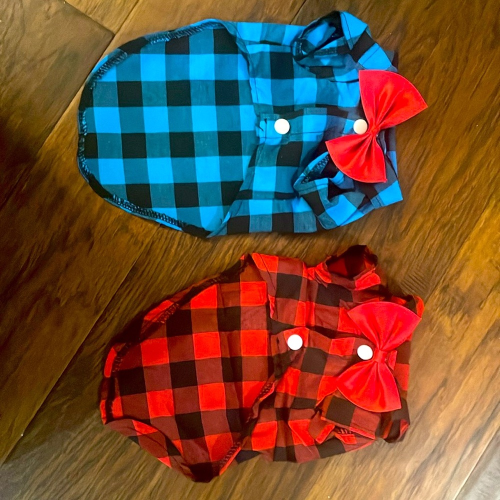 Dog shirts - 2 in the pack- NEW checkered black/blue and red/black MEDIUM